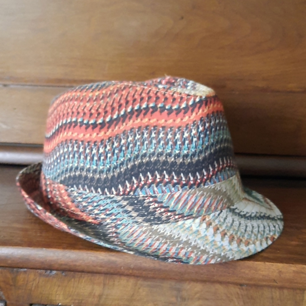 Multicolor Woven Fedora Hat